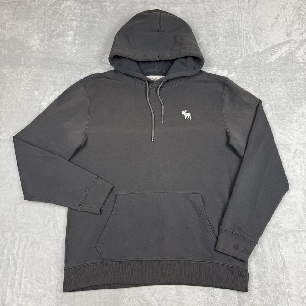 Abercrombie & Fitch Gray SoftAF Fleece Hoodie Moose Logo Men’s Size M Essential